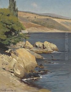 A Rocky Shore, Crimea by Iosif Evstafevich Krachkovsky
