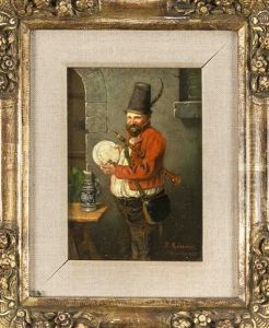 Klarinettenspieler In Einem Wirtshaus by Peter Kraemer the Elder