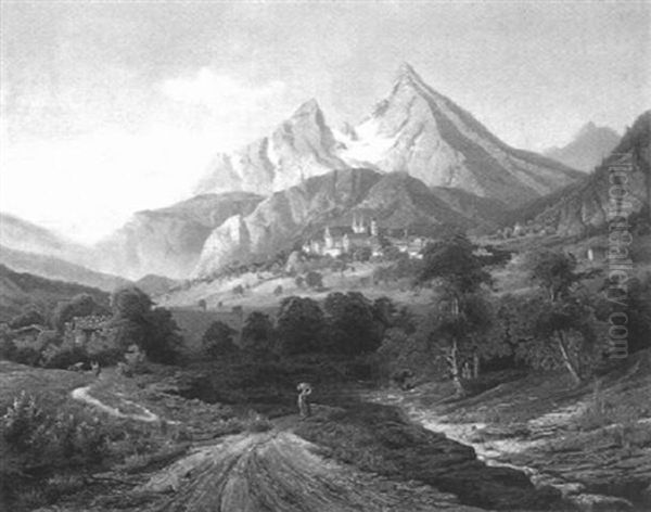 Ansicht Von Berchtesgaden Mit Watzmann - view 1