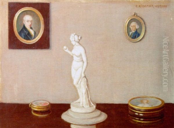 A Still Life With A Marble Sculpture Of A Classical Beauty And Miniatures - view 1