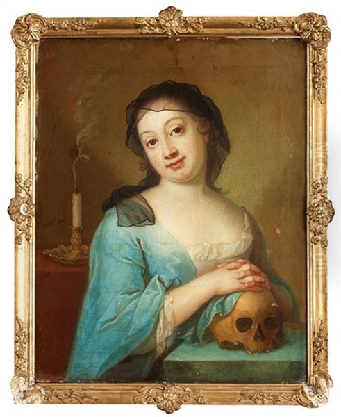 Vanitas With A Young Lady And Skull - view 1