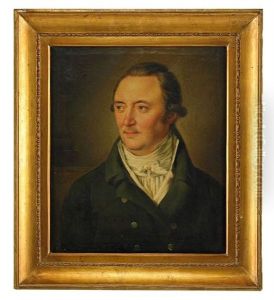 Portratt Av Grosshandlaren Heinrich Gottlieb Peters Kladd I Gron Rock Och Vit Vast, Brostbild