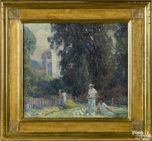 Lanscape With Figures In A Courtyard