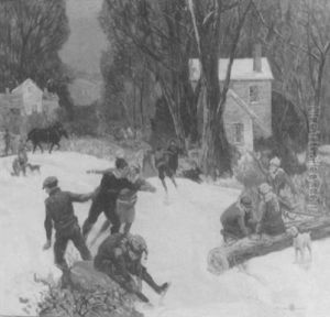 Winter Skating Scene by Carl Rudolph Krafft