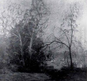 Fall Landscape With View Of Houses by Carl Rudolph Krafft
