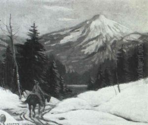 Mountain Scene With Indian On Horseback by Carl Rudolph Krafft