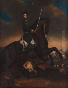 King Karl Xii On Horse Back At The Battle Of Narva 1700 by David von Krafft