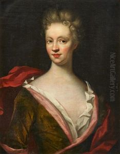 Portratt Av Beata Ribbing, Fodd Sparre, Kladd I Gron Och Rosa Klanning Barandes Rod Sjal - Midjebild Portratt Av Beata Ribbing, Fodd Sparre, Kladd I Gron Och Rosa Klanning Barandes Rod Sjal - Midjebild
