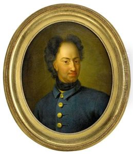 Portratt Av Karl Xii (1682-1718) Ikladd Bla Uniformsrock Och Svart Halsduk - Brostbild