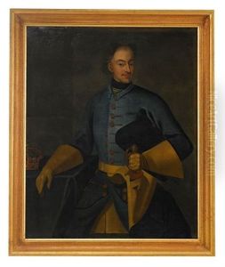 Portratt Av Karl Xii Ikladd Bla Uniformsrock Med Varja