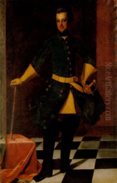 Portratt Av Hertig Karl Fredrik Av Holstein-gottorp Ikladd Karolinsk Uniform - Staende Felfigur I Interior - view 1