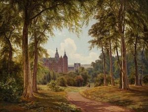 View Of Frederiksborg Castle, Hillerod by Frederik-Carl-Julius Kraft