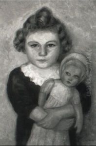 Kleines Madchen Mit Puppe by Willibald Krain