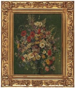 Blumenstillleben Mit Mohn Und Margariten In Vase