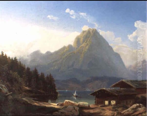 Bauernhauser An Einem Schweizer Gebirgssee - view 1