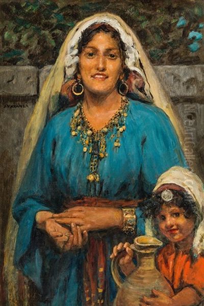 Oriental Woman With Child - view 1