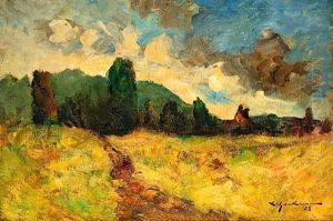 Champs De Ble Sous L'orage by Johann Victor Kramer