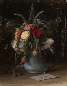Vase Of Flowers And A Visiting Card Vase Of Flowers And A Visiting Card