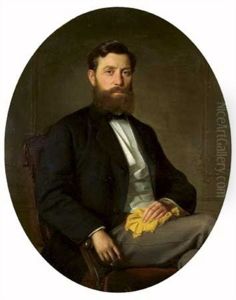 Portrait D'homme Barbu Assis Dans Un Ovale Peint