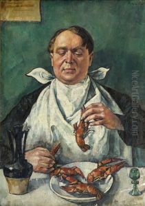 Jedzacy Raki (portret Karola Szustra) by Roman Kramsztyk