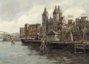 A View Of The St. Nicolaaskerk, Amsterdam by Hendrik Cornelis Kranenburg