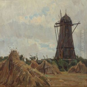 "melby Molle", Landscape With Mill by Christian Frederick Beck