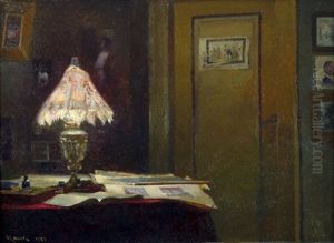Interieur Mit Lampe by Fritz Kraul