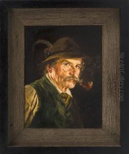 Portrait Of A Man With A Pipe by Friedrich Kraus