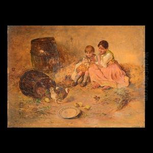 Watching The Chickens by Friedrich Kraus
