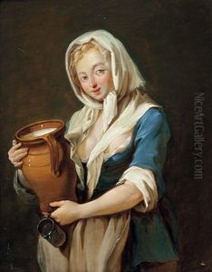 Junge Bauerin Mit Milchkrug Junge Bauerin Mit Milchkrug