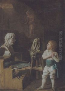 Der Kleine Bildhauer Vor Der Buste Des Seneca by Georg Melchior Kraus