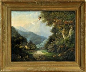 Ziegenhirte Am Forstweg Mit Blick Auf Das Alt-joch Am Kochelsee by Philipp Joseph Kraus