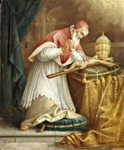 Der Hl. Papst Pius V Verehrt Den Gekreuzigten by August Kraus