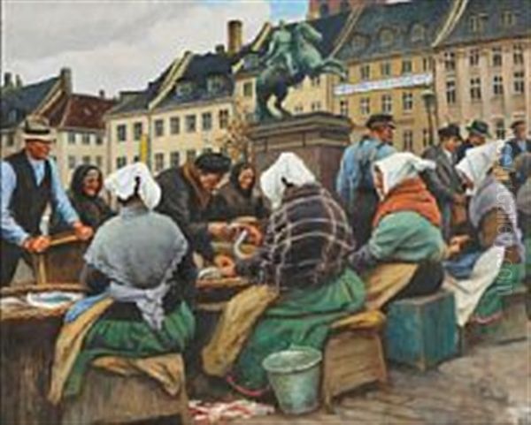 Fishermens' Wives Selling Fish At Hojbro Plads, Copenhagen - view 1