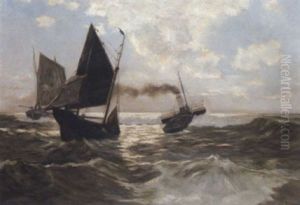Schiffe Auf Hoher See by Emil Axel Krause