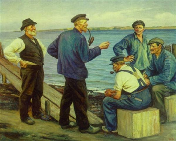 Fiskere I Samtale Ved En Badsbro - view 1