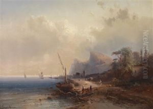 Sudliche Kustenlandschaft Bei Aufziehendem Gewitter by Franz Emil Krause