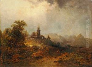 Berglandschaft Mit Burg by Franz Emil Krause