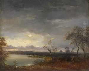 Seenlandschaft Im Mondschein