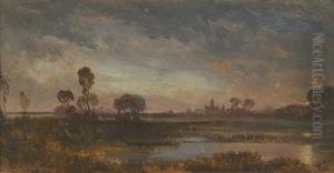 Weite Seenlandschaft Im Abendrot by Wilhelm August Leopold Christian Krause