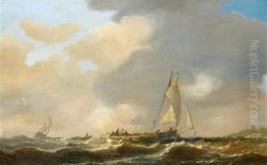 Boote Auf Bewegter See by Wilhelm August Leopold Christian Krause