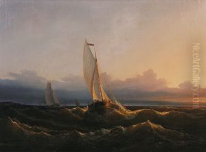 Segelschiffe Auf Tosender See by Wilhelm August Leopold Christian Krause