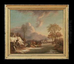 Winter Village Scene