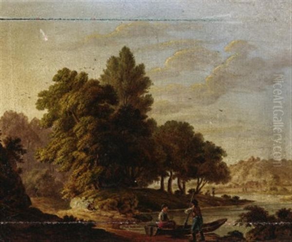 Sommerliche Fluslandschaft Mit Personenstaffage - view 1