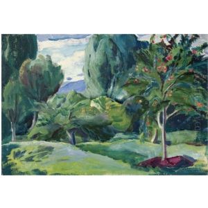 Landscape With Apple Tree by Aleksei Ilych Kravchenko