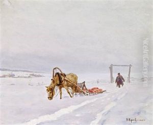 Russian Winter Landscape With A Sledge