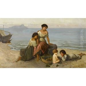 Strandszene Mit Frau Und Kindern Strandszene Mit Frau Und Kindern