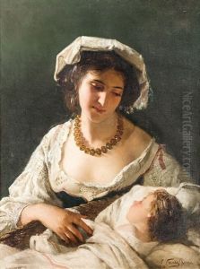 Junge Romerin Mit Ihrem Kleinkind