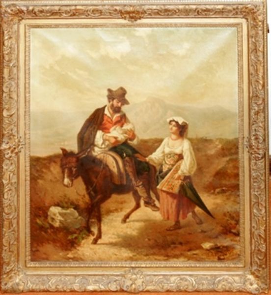 Two Figures Traveling With Child - view 1