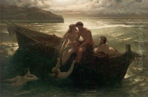 Yngling Pa Bat Uppvaktad Av Nymfer, Mansken by Wilhelm Kray